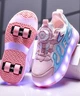 Роликовые кроссовки для девочек с LED подсветкой розовые на 4-х колесах (DL133) Р.34(21.4см) - изображение 3