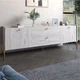 Тумба под телевизор с ящиками LION Wood с золотыми ножками 180х50х40 см Самоа Дымчатый (LION-043120) - изображение 1