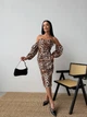 Жіноча сукня з відкритими плечима леопард Uaclothes S Коричневий (like32869-130851351) - изображение 1