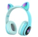 Беспроводные наушники CAT I400s с кошачьими ушками, LED-подсветкой, микрофоном, Bluetooth, FM и MicroSD | Для детей и взрослых | Turquoise - изображение 1