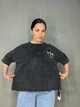 Футболка женская A-N 26030 вареная тай-дай оверсайз с вышивкой Mickey Mouse one size черная - изображение 5