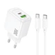 Мережевий зарядний пристрій Hoco CS55A 30W / 3A USB+Type-C із швидкою зарядкою + кабель Type-C-Type-C White - зображення 1