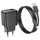 Зарядний пристрій HOCO CS21A Rich single port QC3.0 charger set USB to Type-C cable EU Black (6942007609906) - зображення 2
