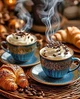 Набор алмазной мозаики БЕЗ подрамника с голограммными и фейри даст алмазами АлМазка Кофе с круасанами 40х50см АЛМ263 - изображение 1
