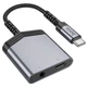 Перехідник Hoco LS39 Type-C to Type-C + 3.5mm Metal gray - зображення 1