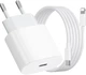 Комплект швидкого заряджання для Apple iPhone, iPad Мережевий зарядний пристрій Блок живлення 25W USB-C Power Adapter (Type-C) Кабель заряджання USB-C to Lightning White - зображення 1