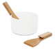 Miska do sałatek HOMLA Fincan biała z bambusowymi łyżkami 17 cm (5906496732997) - obraz 4