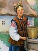 Картина маслом «Украинская женщина и казак» — авторская ручная работа на холсте, символ Украины, подарок иностранцу, украинский настенный декор - изображение 4