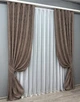 Комплект готовых штор VR-Textil Лен мрамор Pavliani VO № 1718ш какао 100х275 см 2 шт (31-753) - изображение 3