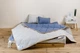 Комплект Goodnight.Store (Max): Ковдра 180х200 + Наматрасник 160х200 + Подушка 40х60 2шт. Двохспальний колір Синій / Білий у смужку - изображение 2