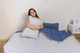 Комплект Goodnight.Store (Max): Ковдра 180х200 + Наматрасник 160х200 + Подушка 40х60 2шт. Двохспальний колір Синій / Білий у смужку - изображение 4