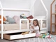 Детская кровать домик Монтессори от Busy Wood на ножках с ящиками 2х90см Модель 1 белая 190х140 см - изображение 5