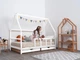 Детская кровать домик Монтессори от Busy Wood на ножках с ящиками 2х90см Модель 1 белая 190х140 см - изображение 1