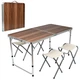 Розкладний стіл валіза з 4 стільцями для пікніка, риболовлі Folding Table 120 х 60 х 70 см (MH-5309S) Коричневий - зображення 3