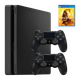 Набор Консоль Sony PlayStation 4 Slim 500GB Black Б/У + Геймпад Беспроводной DualShock 4 Version 2 2шт + Игра Mortal Kombat 11 Русские Субтитры - изображение 1