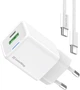Сетевое зарядное устройство ColorWay GaN Mini 20W PD Port PPS USB Type-C PD + USB QC4.0 + кабель Type-C White (CW-CHS062PDC-WT) - изображение 1