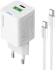 Сетевое зарядное устройство ColorWay GaN Mini 20W PD Port PPS USB Type-C PD + USB QC4.0 + кабель Type-C White (CW-CHS062PDC-WT) - изображение 2
