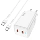 Комплект для швидкої зарядки Зарядний мережевий пристрій Hoco N23 45W 2Type-C 3A QC3.0+PD3.0 + Кабель Type-C to Type-C 3A 1m White - зображення 1