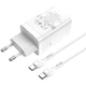 Комплект для швидкої зарядки Зарядний мережевий пристрій Hoco N23 45W 2Type-C 3A QC3.0+PD3.0 + Кабель Type-C to Type-C 3A 1m White - зображення 6