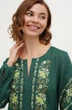 Лляна максі сукня-вишиванка святкова під пояс з квітковою вишивкою та кишенями Мальованка. Зелений, р.48, код 0434/48/534 - изображение 4