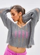 Вязанный oversize свитер кроп One size, серый - изображение 1