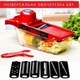 Механическая овощерезка с резервуаром и насадками Mandoline Slicer 6в1 измельчитель для овощей и фруктов красный - изображение 1