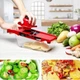 Механическая овощерезка с резервуаром и насадками Mandoline Slicer 6в1 измельчитель для овощей и фруктов красный - изображение 2