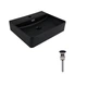 Комплект Qtap Nando LT: Раковина подвесная прямоугольная 500х420х130 мм Matt Black + Донный клапан PU03O - изображение 1