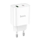 Мережевий зарядний пристрій Hoco C80A Plus PD20W / 3A USB+Type-C із швидкою зарядкою White - зображення 1