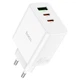 Мережевий зарядний пристрій Hoco C126A PD40W / 3A USB+2Type-C із швидкою зарядкою White - зображення 1