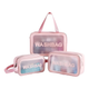 Набір косметичок дорожні Washbag R93148 3шт 20х12х7см, 22х14х6.5см, 30х21х10.5см Рожевий - зображення 1