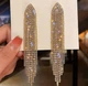 Сережки Длинные вечерние в стразах Fashion jewelry Серебряные -золотые - изображение 8