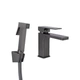 Смеситель для умывальника Qtap Gemini, Gunmetal Black PVD с гигиеническим душем QTGEM272GMB45692 оружейная сталь - изображение 1