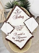 Утепленная крыжма для мальчика Family Tradition велюровая махра с вышивкой и бахромой 100х100 см белая Горький шоколад - изображение 1