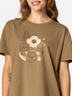 T-shirt damski z nadrukiem bawełniany Lee Cooper Flowers7-1145 L Khaki (5905991729051) - obraz 4