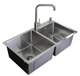 Мийка з нержавійки AQUAMILL 7843 INOX + дозатор + змішувач - зображення 3