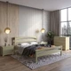 Двуспальная деревянная кровать Mebigrand Чикаго Сити Оливковый (RAL1020) 140х200 см (MBG-9882) - изображение 1