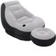 Надувной диван с пуфом Air Sofa / Надувное велюровое кресло с пуфиком Черный, Серый - изображение 2