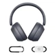 Бездротові Bluetooth навушники Baseus Bass 35 Max Wireless Headphone BT5.3, 600mAh, 50h (A00070800821-00) Grey - зображення 2