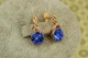 Сережки підвіски Xuping Jewelry Сваровські флакон із яскраво-синіми каменями 1,6 см золотисті - зображення 2