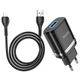 Блок - адаптер питания с подсветкой HOCO N1 Ardent charger set набор с кабелем Lightning черный - изображение 1