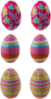 Zestaw dekoracyjnych jajek wielkanocnych Lean Toys na druciku Wielokolorowe z ornamentem 6 szt (21311) (5905991037446) - obraz 3