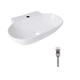Комплект Qtap Cardinal: Раковина подвесная / накладная овальная 565х400х130 мм White + Донный клапан PU02 - изображение 1