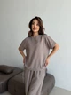 Костюм женский кофта и брюки лен жатка K&ML 575 XS - S ( 42 - 44 ) Темно - бежевый ( 575 - 04 ) - изображение 9