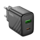 Сетевое зарядное устройство адаптер Hoco CS23A 1USB/1Type-C, 30W/3A, PD/QC европейская вилка Black - изображение 2