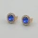 Сережки з кристалами Swarovski 53412 розмір 10х10 мм колір сапфіровий вага 2.5 г позолота 18К - зображення 1