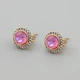 Сережки з кристалами Swarovski 53412 розмір 10х10 мм колір малиновий опал вага 2.5 г позолота 18К - зображення 1