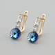 Серьги с кристаллами Swarovski 53408 размер 17х8 мм цвет сапфировый вес 2.5 г позолота 18К - изображение 1