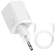 Комплект Зарядний Блок для Швидкої зарядки телефону Baseus Quick Charger Super G25 L02 25W 3A + Type-C PD Кабель Fast Charging Швидка Зарядка для Samsung, iPhone, Xiaomi, Redmi, Huawei, Realme White - зображення 2