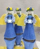 Украинский патриотический ангел ручной работы в веночке на деревянной подставке с сердечком, высота 23 см, желто-голубой, статуэтка, сувенир ручной работы - изображение 2